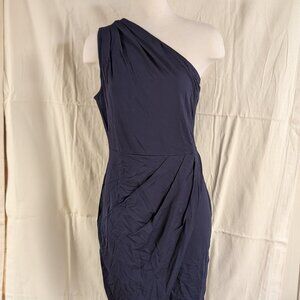 NWT Pretty Garden one-shoulder satin blue dress, size L